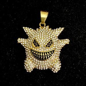 Brand New- Iced GENGAR Pokémon Pendant Medium -Gold & Black